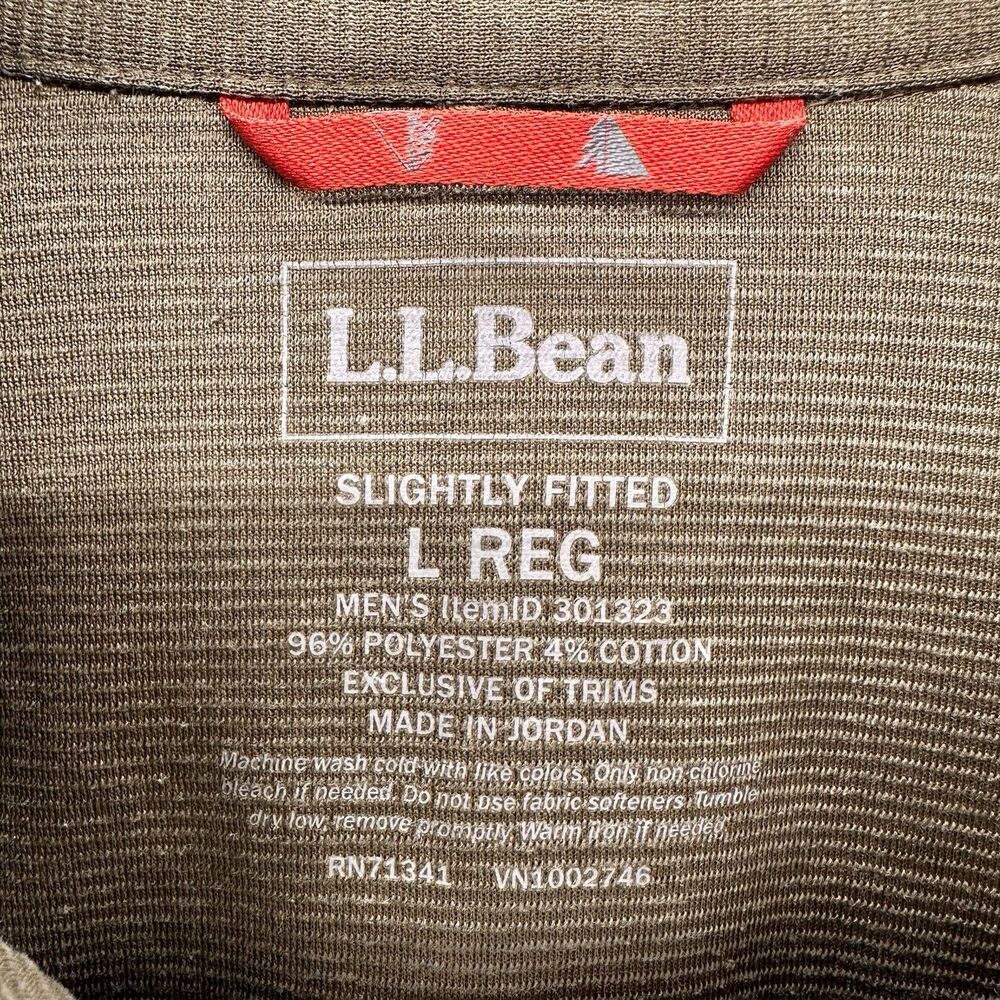 LL Bean Polo Shirt Mens Large Olive Green Slightly Fitted Breathable - Picture 2 of 8